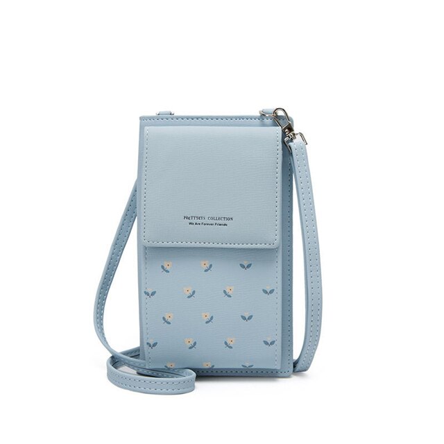 Cell Phone Wallet Card Holders Floral Print Mini Crossbody Shoulder Bag-mini crossbody shoulder bag-Blue-All10dollars.com