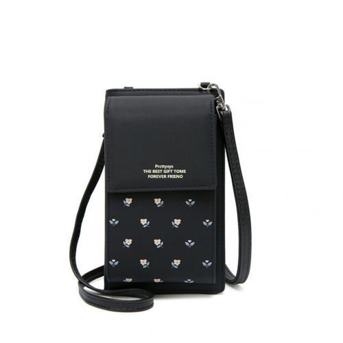 Cell Phone Wallet Card Holders Floral Print Mini Crossbody Shoulder Bag-mini crossbody shoulder bag-Black-All10dollars.com