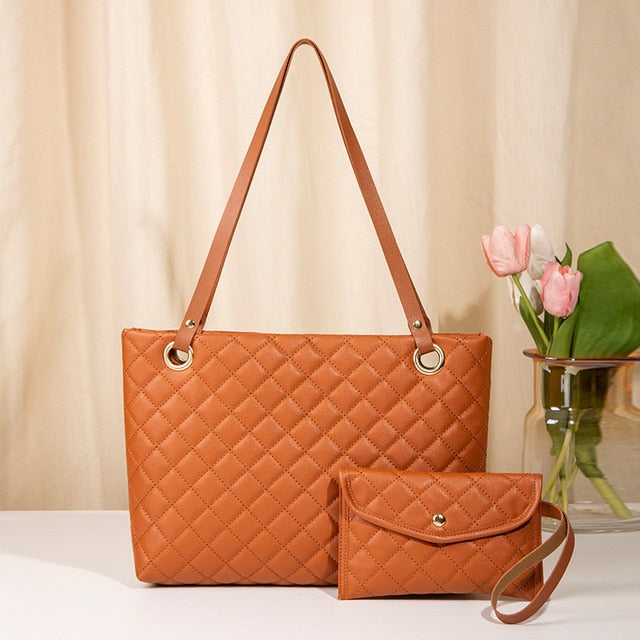 Women Tote Leather Shoulder Handbag Sets-Handbags-brown-All10dollars.com