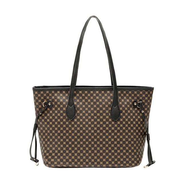 Women Tote Jacquard Brown Handbags-Handbags-black-All10dollars.com