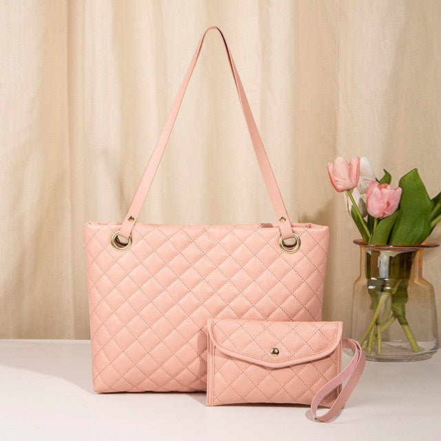Women Tote Leather Shoulder Handbag Sets-Handbags-pink-All10dollars.com
