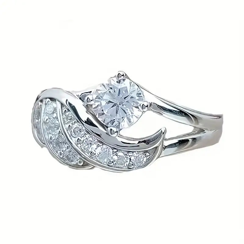 Zircon Inlaid Ring Fashion Unisex Angel Wings Jewelry-Rings-silver-5-All10dollars.com