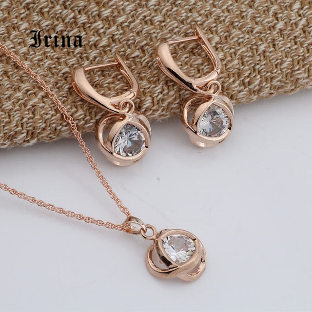 Ronny Rose Gold Earring and Necklace Set-necklace-White-45cm-All10dollars.com
