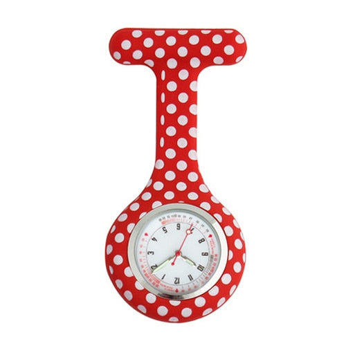 Personalized Engraved With Your Name Brooch Pin Silicone Nurse Watch-nurses watch-Red with white dots-All10dollars.com