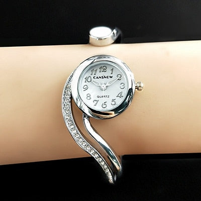 Luxury Rose Gold Dial Women Steel Analog Quartz Wristwatch-women watches-Silver-All10dollars.com