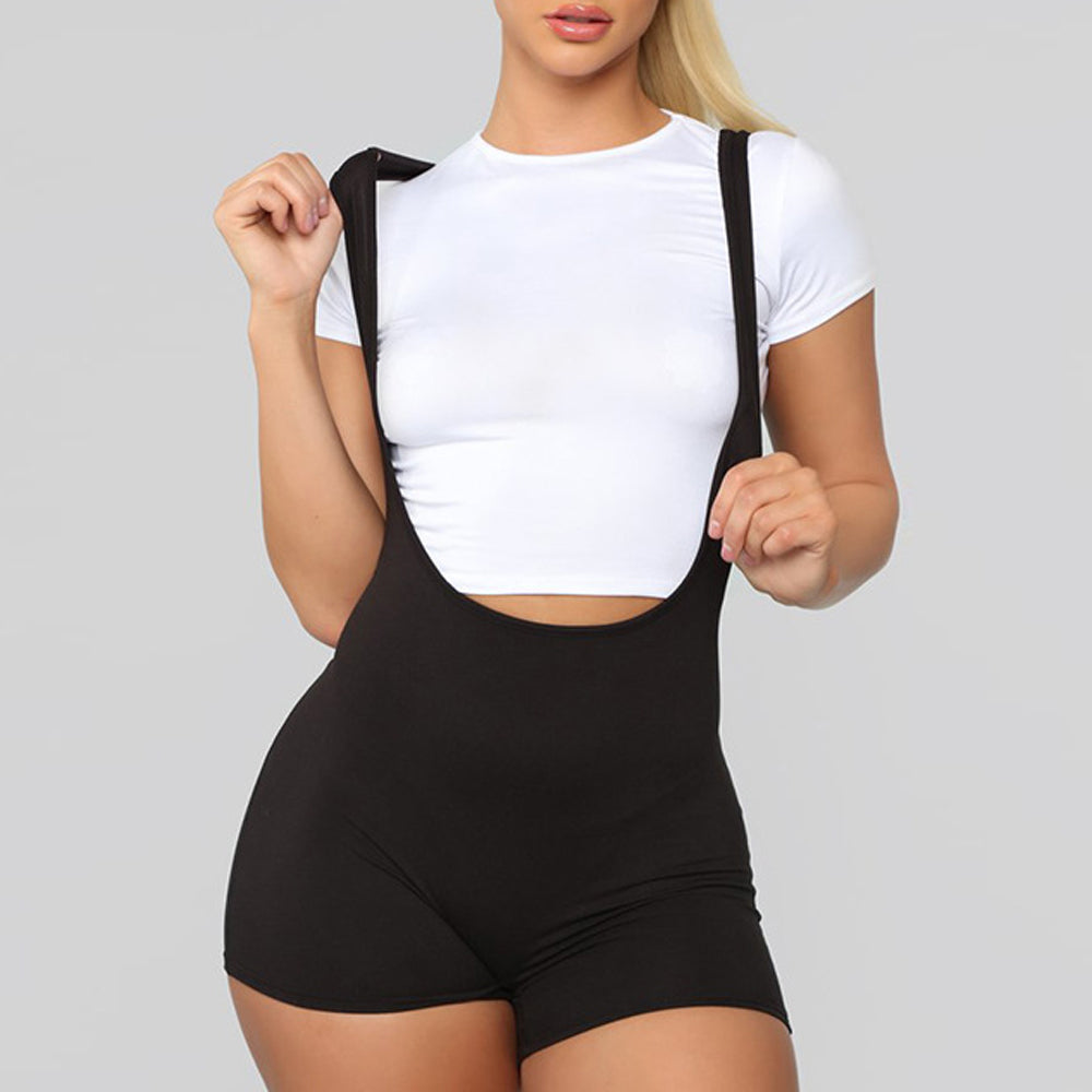 Womens Spandex Bib Shorts Summer Casual High Waist Rompers Trousers-Jumpsuits & Rompers-All10dollars.com