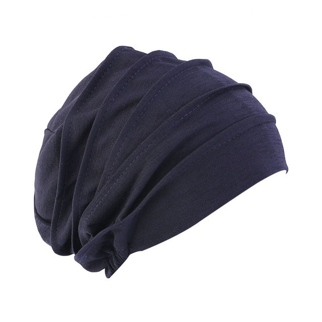 Elastic Cotton Turban Hat Solid Color Women Warm Winter Headscarf Bonnet Inner Hijabs Cap Muslim Hijab Wrap-women scarves-3-All10dollars.com