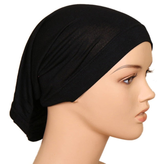 Elastic Cotton Turban Hat Solid Color Women Warm Winter Headscarf Bonnet Inner Hijabs Cap Muslim Hijab Wrap-women scarves-10-All10dollars.com