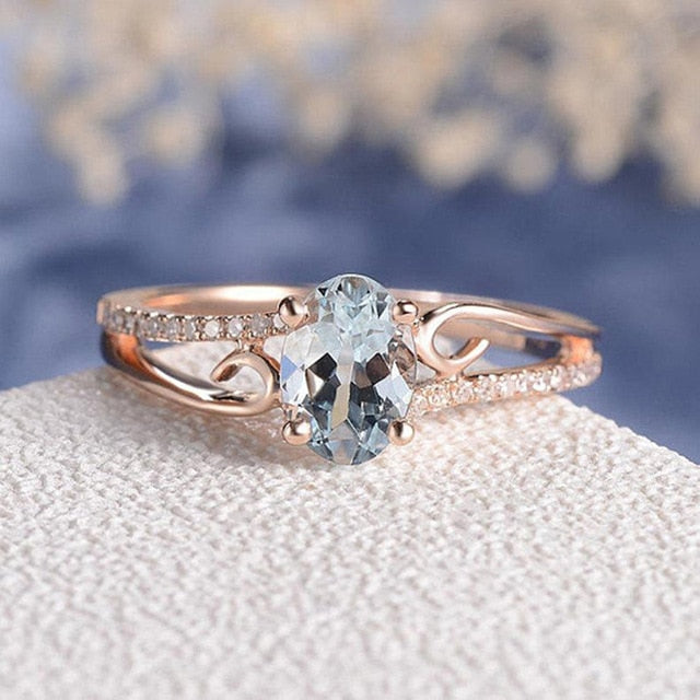 Fashion Crystal Shape Rose Gold Wedding Rings Elegant Female Oval Engagement Finger Ring for Bridal Christmas Gift Jewelry-9-Rose Gold-All10dollars.com