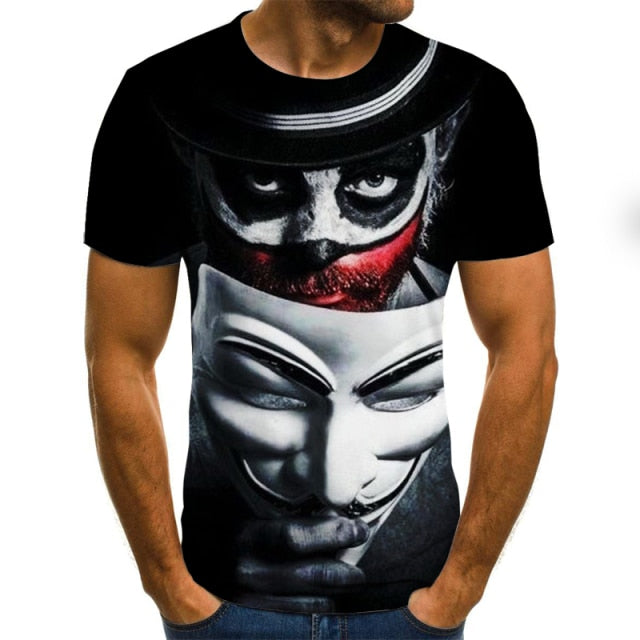 Scary Clown men's T-shirt top-sleeved round neck shirt-Men shirt-TXU-1053-6XL-All10dollars.com