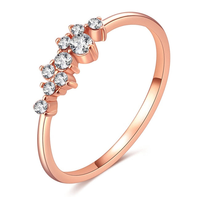 Rose Gold Color Twist Wedding Engagement Ring with Crystals-Rose gold ring-8-R344-All10dollars.com