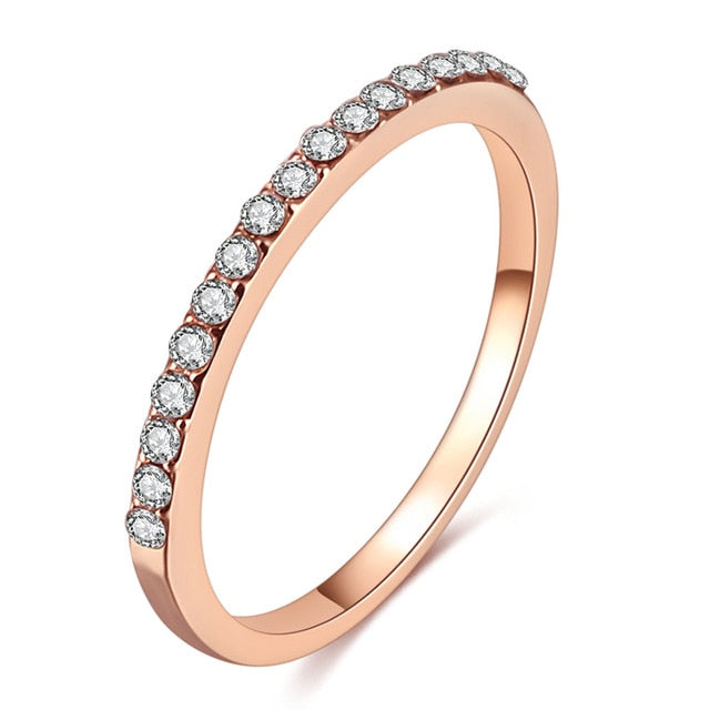 Rose Gold Color Twist Wedding Engagement Ring with Crystals-Rose gold ring-8-R361-All10dollars.com
