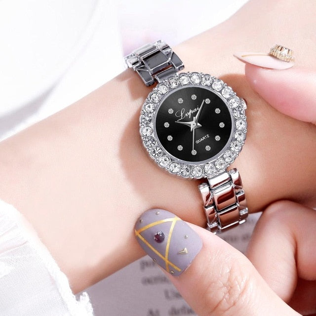 Luxury Bracelet Watches Set-women watches-Silver Black-All10dollars.com