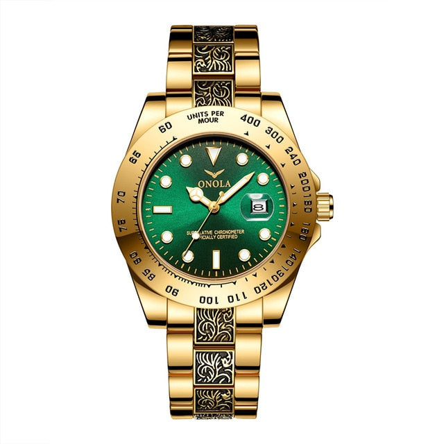 stainless steel men's luxury wrist watch-wrist watch-ON3814 gold green-All10dollars.com