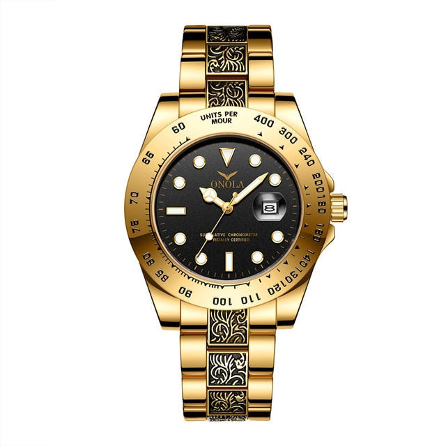 stainless steel men's luxury wrist watch-wrist watch-ON3814 gold black-All10dollars.com