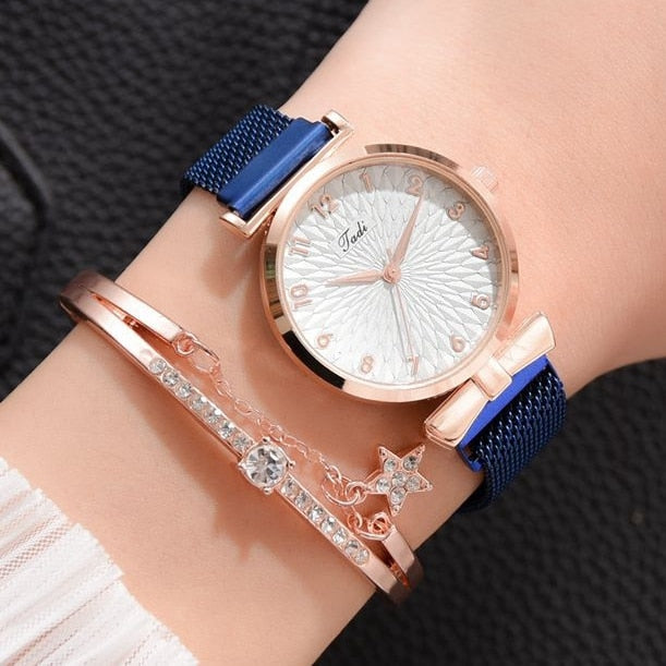Luxury Women Bracelet Quartz Watches-Magnet Blue Set-All10dollars.com