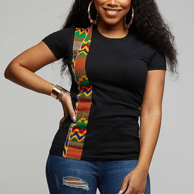 Couple Clothing Summer T Shirt with kente design-couples clothing-women-M-All10dollars.com