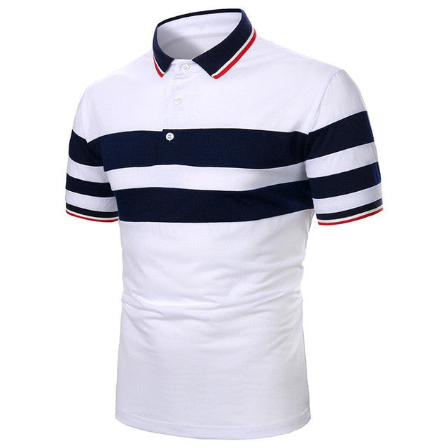 Men Polo Shirt Short Sleeve Lapel With Streetwear Casual Fashion tops-men shirt-DB16-white-XL-All10dollars.com