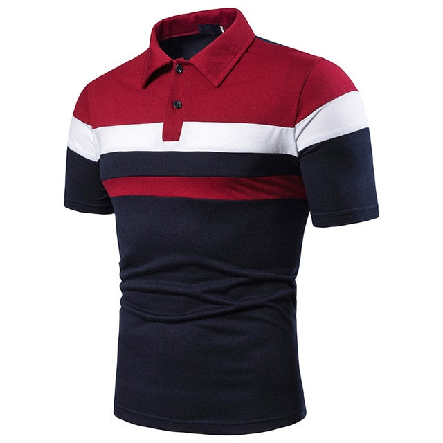 Men Polo Shirt Short Sleeve Lapel With Streetwear Casual Fashion tops-men shirt-B36 red-blue-XL-All10dollars.com