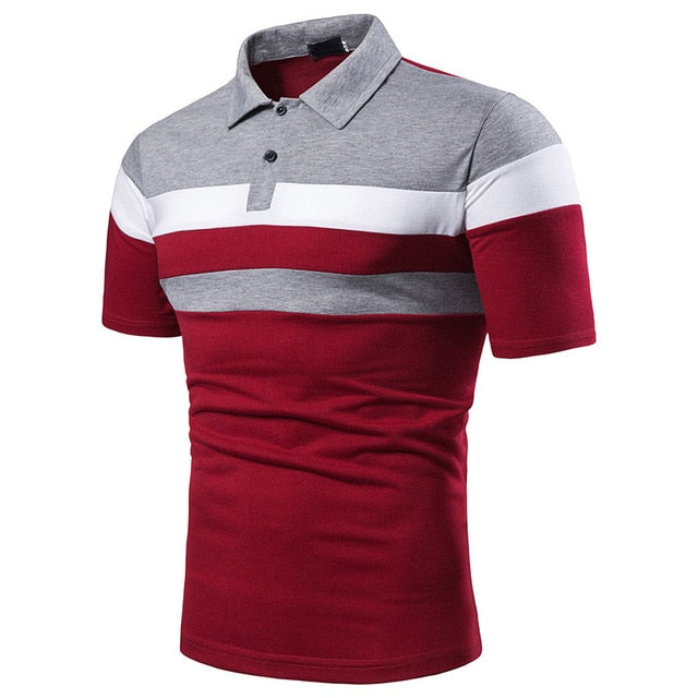 Men Polo Shirt Short Sleeve Lapel With Streetwear Casual Fashion tops-men shirt-B36 gray-red-XXL-All10dollars.com