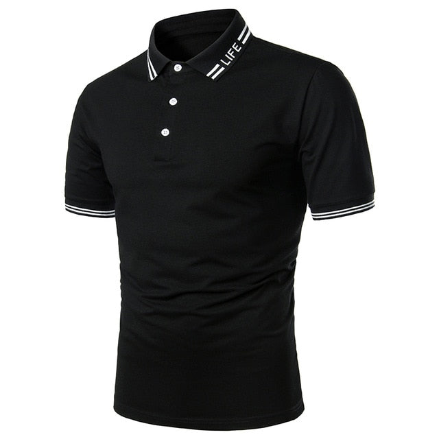 Men Polo Shirt Short Sleeve Lapel With Streetwear Casual Fashion tops-men shirt-DB06 black-XXL-All10dollars.com