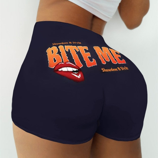 Womens Booty Shorts Bite Me-booty snack pants-9-S-All10dollars.com