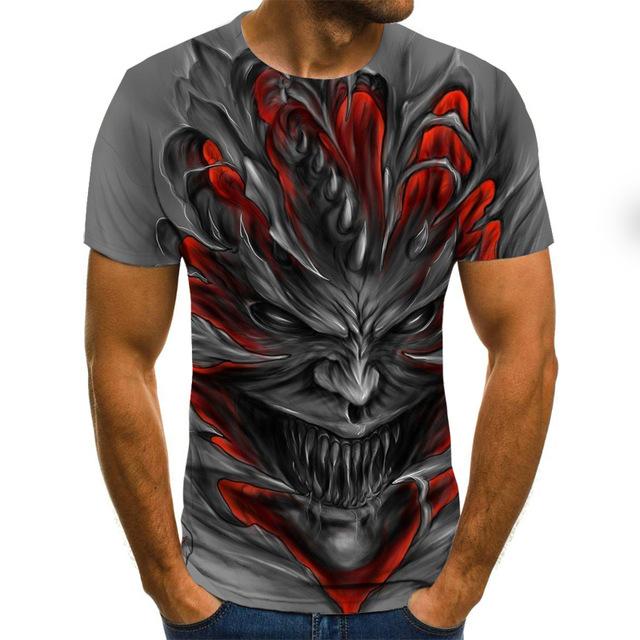 Fierce Gothic Print Men T Shirt-gothic skull print top-XXS-All10dollars.com