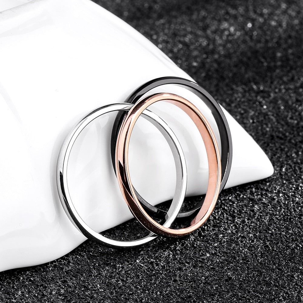 Titanium Steel Rose Gold Smooth Simple Wedding Couples Rings Man or Woman-Wedding Ring-All10dollars.com