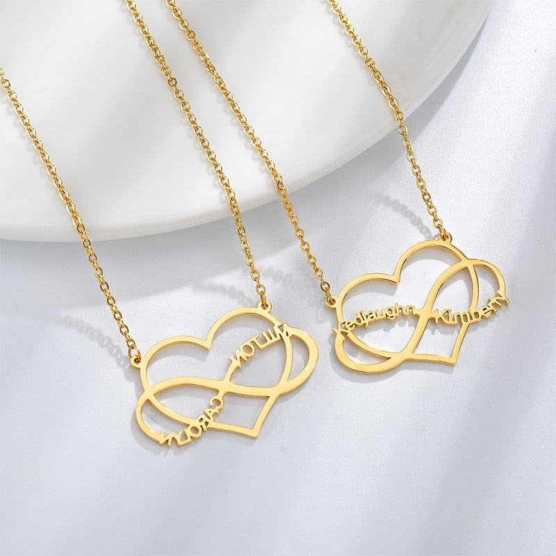 Infinity Name Necklace for love Stainless Steel Hollow Heart Link Chain Necklace-necklace-All10dollars.com