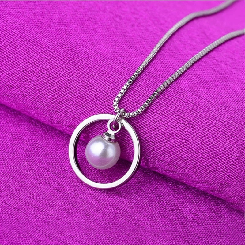 Pearl Pendant Necklace for Nana Women Chain Necklace Round Circle Necklaces for Women Grandma Jewelry Birthday Christmas Gifts-Nana Gift-All10dollars.com