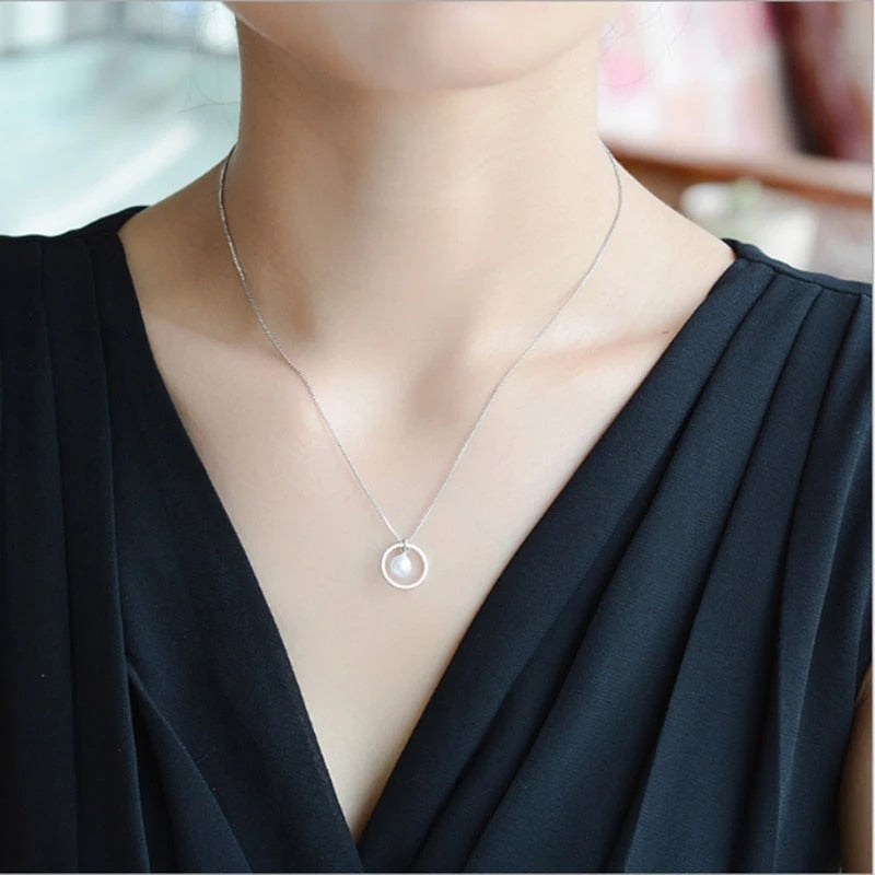 Pearl Pendant Necklace for Nana Women Chain Necklace Round Circle Necklaces for Women Grandma Jewelry Birthday Christmas Gifts-Nana Gift-All10dollars.com
