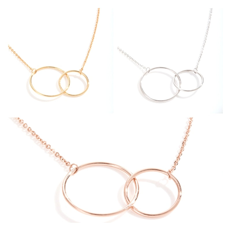 Necklace Gift Double Circle Necklaces Women Round Circles Infinity Necklace Aunt Uncle Friendship-gift to niece-All10dollars.com