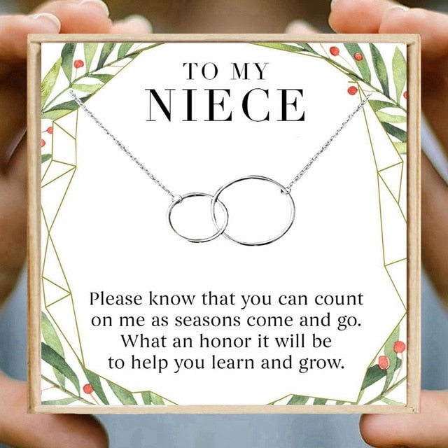 Necklace Gift Double Circle Necklaces Women Round Circles Infinity Necklace Aunt Uncle Friendship-gift to niece-silver Gift Box-All10dollars.com