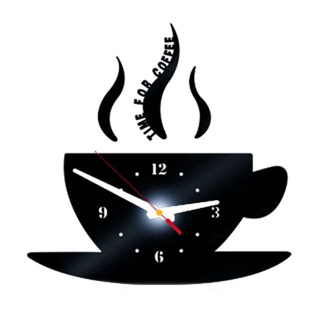 Coffee Cup Shape Time Clock.-Clock-Black-All10dollars.com