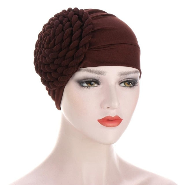 Braided turban bonnet head - Twisty-African Braids Turbans for woman-coffee brown-All10dollars.com