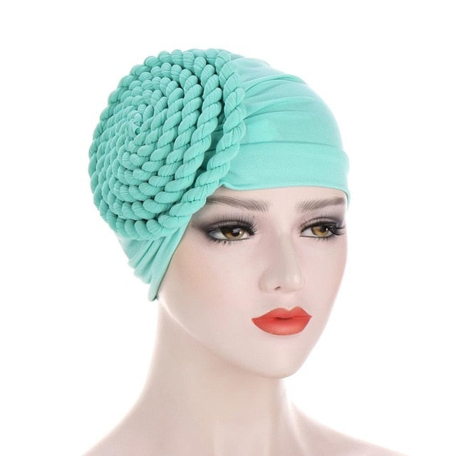 Braided turban bonnet head - Twisty-African Braids Turbans for woman-mint green-All10dollars.com