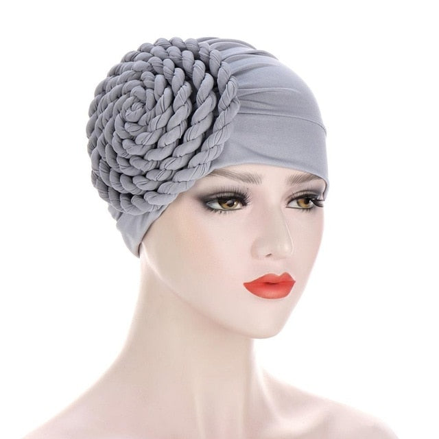 Braided turban bonnet head - Twisty-African Braids Turbans for woman-grey-All10dollars.com