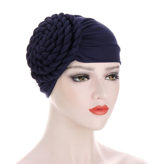 Braided turban bonnet head - Twisty-African Braids Turbans for woman-navy-All10dollars.com
