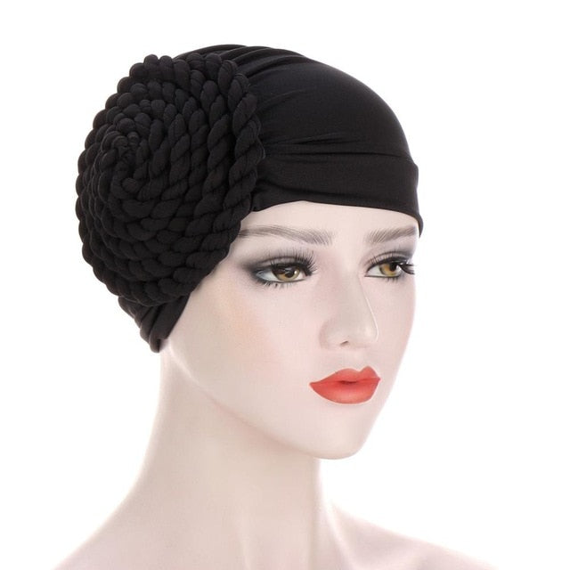 Braided turban bonnet head - Twisty-African Braids Turbans for woman-black-All10dollars.com