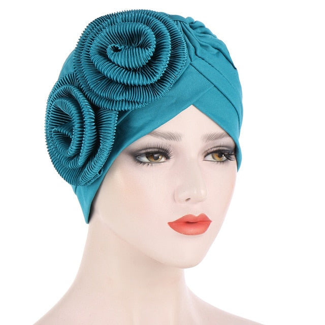 Women Hair Loss Hat Head Scarf Turban Chemo Cap-bonnet-C4-Peacock Blue-All10dollars.com