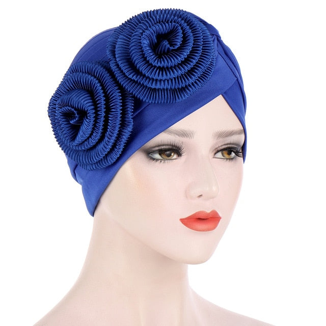 Women Hair Loss Hat Head Scarf Turban Chemo Cap-bonnet-C6-Sapphire Blue-All10dollars.com