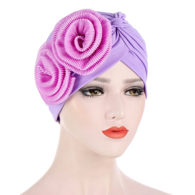 Women Hair Loss Hat Head Scarf Turban Chemo Cap-bonnet-C5-Light Purple-All10dollars.com