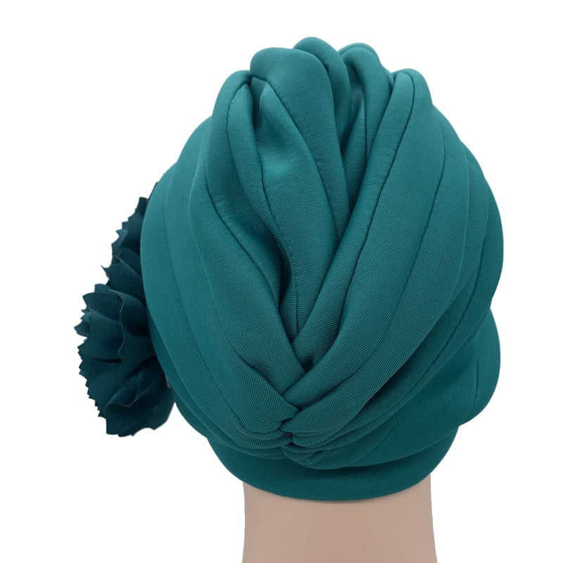 Women's Turban Caps Big Flowers Headscarf Wedding Party Hat-headscarf-All10dollars.com