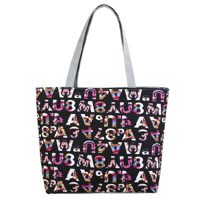Women's Printed Canvas HandbaG Tote-handbag-All10dollars.com