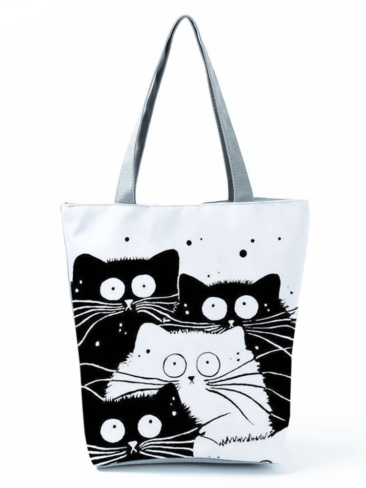 Large Cat Printed Fabric Eco Handbag-handbag-All10dollars.com