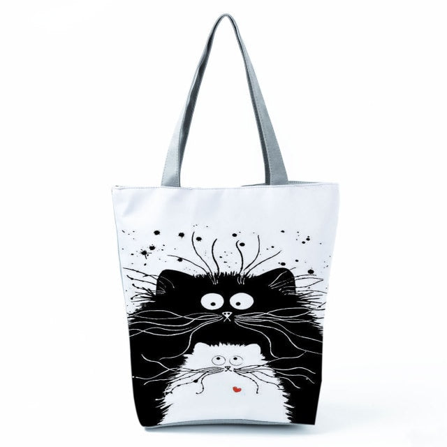 Large Cat Printed Fabric Eco Handbag-handbag-hl1302 Cat Handbag-All10dollars.com