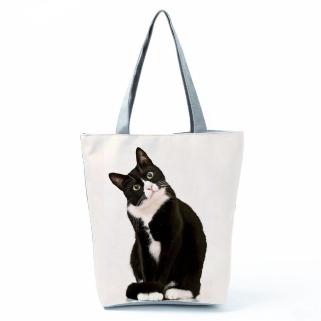 Large Cat Printed Fabric Eco Handbag-handbag-hl1306 Cat Handbag-All10dollars.com