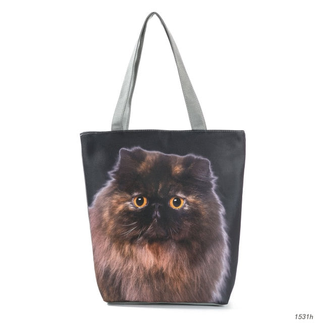 Large Cat Printed Fabric Eco Handbag-handbag-1531h-All10dollars.com