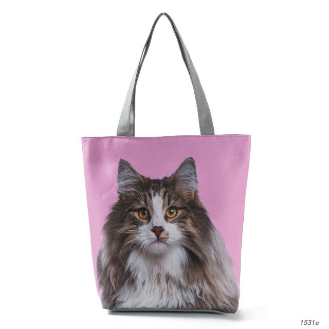 Large Cat Printed Fabric Eco Handbag-handbag-1531e-All10dollars.com