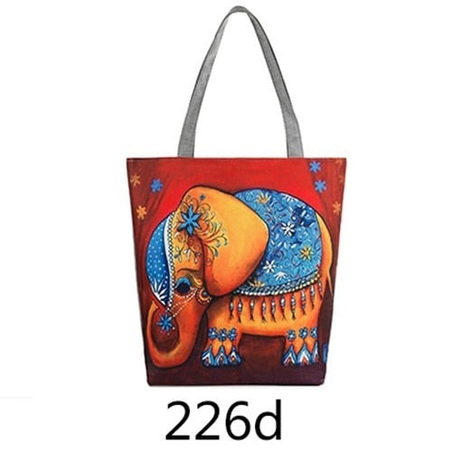 Large Cat Printed Fabric Eco Handbag-handbag-226d-All10dollars.com